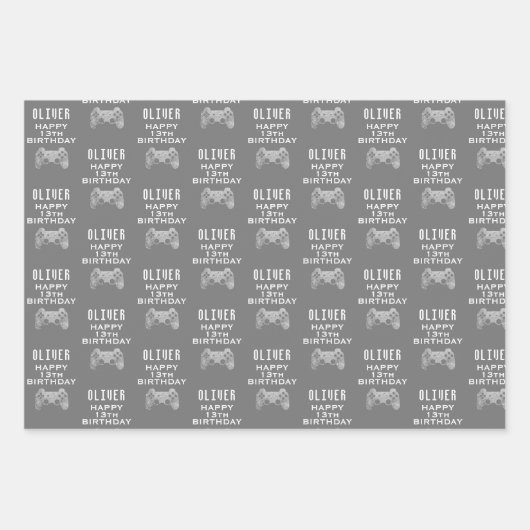 Gamer Video Game Controller Verjaardagsfeest Inpakpapier Vel (Voorkant 2)