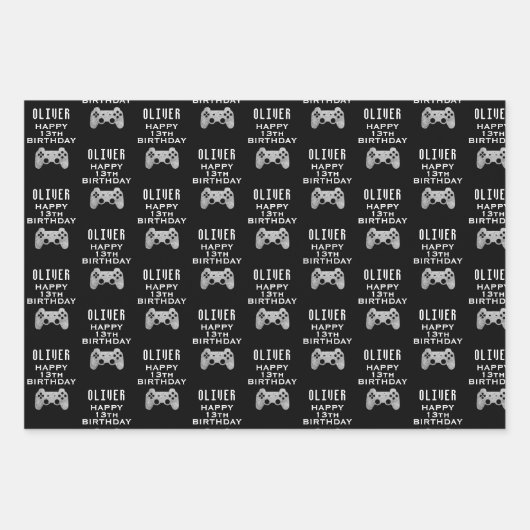 Gamer Video Game Controller Verjaardagsfeest Inpakpapier Vel (Voorkant)