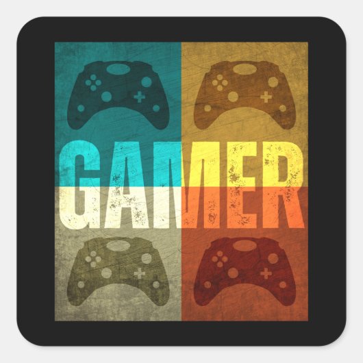 GAMER VIDEO GAME CONTROLLER VIERKANTE STICKER (Voorkant)