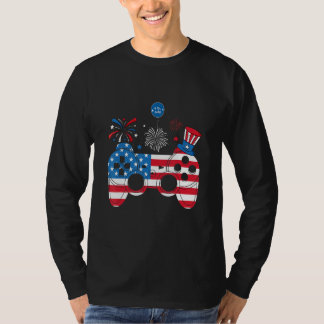Gamer Video Gaming 4th Of July Funny Men Boys Amer T-shirt