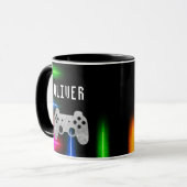 Gamer Videogame Controller Neon Naam Mok (Voorkant links)
