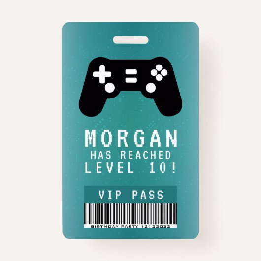 Gamer VIP Pas verjaardagsuitnodiging  Badge (Voorkant)