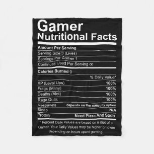 Gamer Voedingsfeiten Cool Gamer Videospelletje Gra Fleece Deken