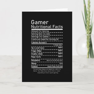 Gamer Voedingsfeiten Grappige Gaming Console Gift Kaart