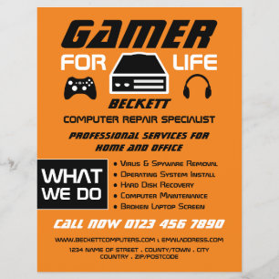 Gamer voor het Leven, Computerhersteldienst Advert Flyer