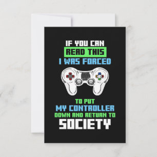 Gamer werd gedwongen om het spel te spelen bedankkaart