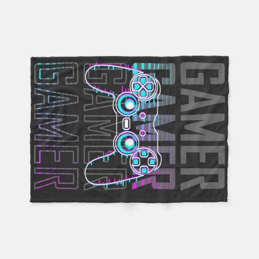 Gamer With Controller Fleece Deken (Voorkant (Horizontaal))
