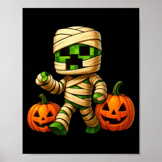 Gamer Xel Pumpkin Mummy Men Kids Boy Halloween Fun Poster (Voorkant)