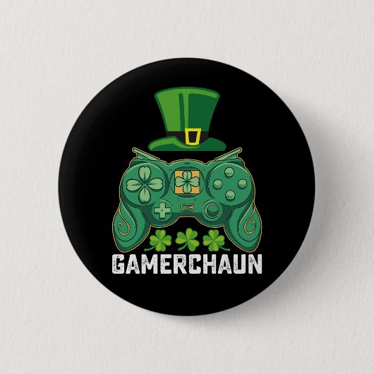Gamerchaun Gamer Spelletjes St Patrick's Day Ronde Button 5,7 Cm (Voorkant)