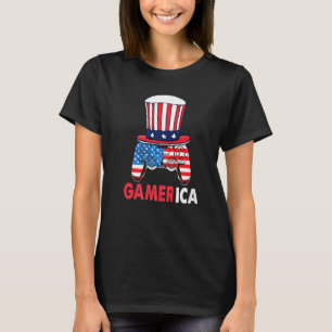 Gamerica 4 juli Gaming Video Game Usa Flag Bo T-shirt