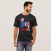 Gamerica Video Game Controller American Flag 4th O T-shirt (Voorkant volledig)