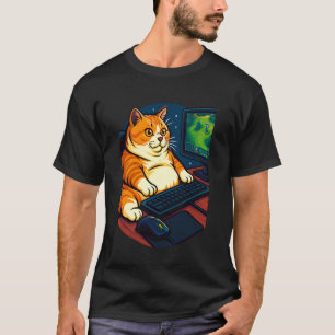Gamerkat bij computer die games speelt Funny Gamin T-shirt