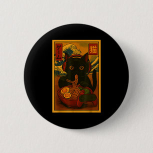 Gamerkat eet Ramen Japanse Stijl  Ronde Button 5,7 Cm