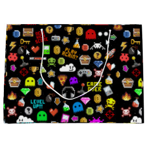 Gamerretro Pixel Video Gaming Icons Wrapping Pape Groot Cadeauzakje