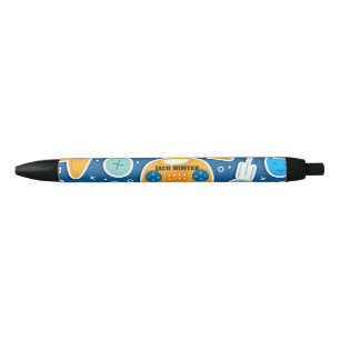 Gamers Blue Video Game Patroon op maat Zwarte Inkt Pen