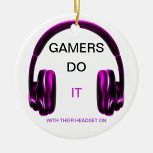 Gamers doen het... Met hun headset aan! -ROZE Keramisch Ornament