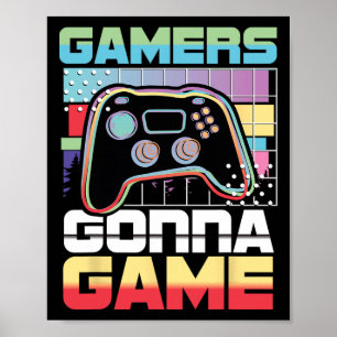 Gamers Gaan Game Game Speler Gaming Grappig Poster