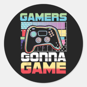 Gamers Gaan Game Game Speler Gaming Grappig Ronde Sticker