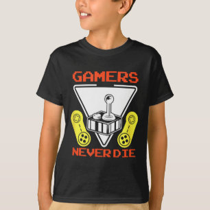 Gamers gaan nooit dood Grappige gammingaquotes Gew T-shirt
