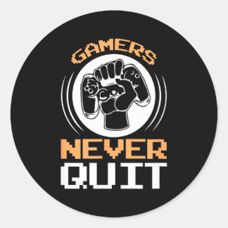 Gamers Geven Nooit Op Funny Gaming Quotes Cadeau V Ronde Sticker