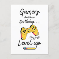 Gamers Level Up Birthday Card Design