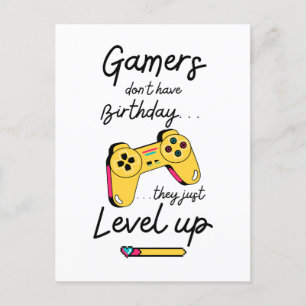 Gamers Level Up Birthday Card Design Briefkaart