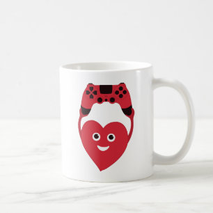 Gamerspelcontroller en hartgeek koffiemok