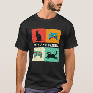 Games Gamer Antieke Katten en Gamen Kat Videospel T-shirt