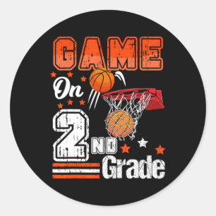 Games op 2e klas basketbal terug naar school tweed ronde sticker