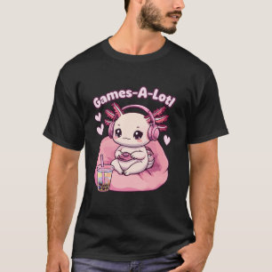 Gamesolotl Axolotl Roze Videogames Schattige Kawai T-shirt