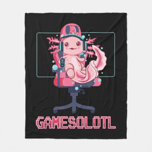 Gamesolotl Axolotl Video Gamer Kawaii Anime Gaming Fleece Deken