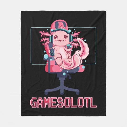Gamesolotl Axolotl Video Gamer Kawaii Anime Gaming Fleece Deken (Voorkant)