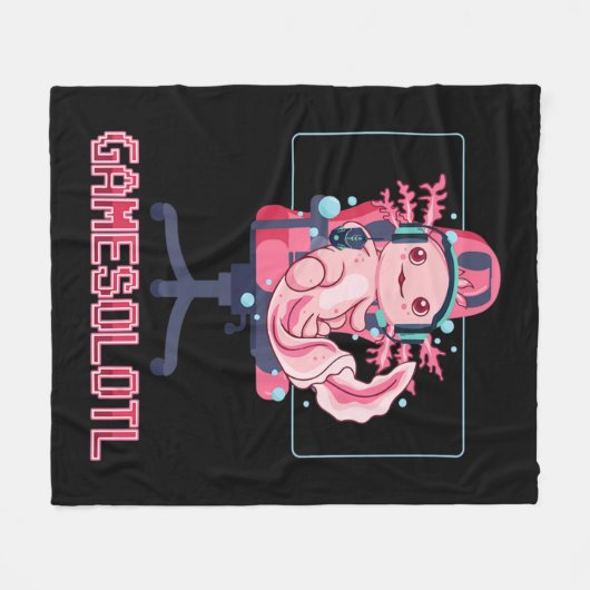 Gamesolotl Axolotl Video Gamer Kawaii Anime Gaming Fleece Deken (Voorkant (Horizontaal))