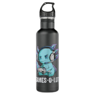 Gamesolotl Axolotl Video Gamer Kawaii Anime jongen Waterfles