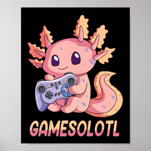 Gamesolotl Axolotl Video Gamer Kawaii Pastel Gothi Poster (Voorkant)