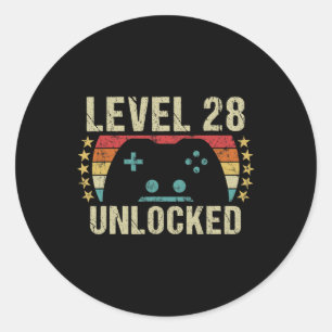 gaming 28e verjaardag Gift 28-jarige jongen Ronde Sticker