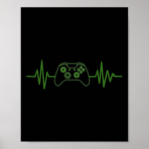 Gaming 365 Gamer Hartslag T-shirt voor videogame-s Poster