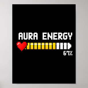 Gaming 67 Aura Energie 67 Procent Meme Gamer Retro Poster