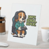 Gaming Beagle Cartoon Hoodie Gamer Dog Design Reclamebord Met Voetstuk (Insitu)