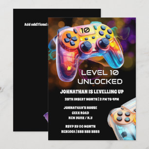 Gaming controller oranje zwarte neon gamer partij kaart