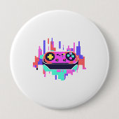 Gaming controller pixelated badge rond 10cm (Devant)