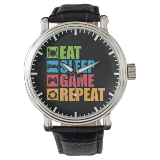 Gaming - Eat, Slaap, Game, Herhaal - Gamer, grappi Horloge