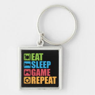 Gaming - Eat, Slaap, Game, Herhaal - Gamer, grappi Sleutelhanger
