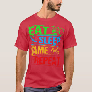 Gaming Eet Slaap Spel Herhaal Geschenk Multiplayer T-shirt