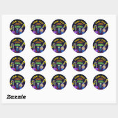 Gaming en Arcade Birthday Hartelijk dank Ronde Sticker (Vel)