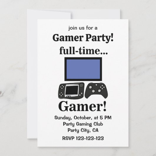 Gaming Gamer Funny Gamer Party Kaart (Voorkant)