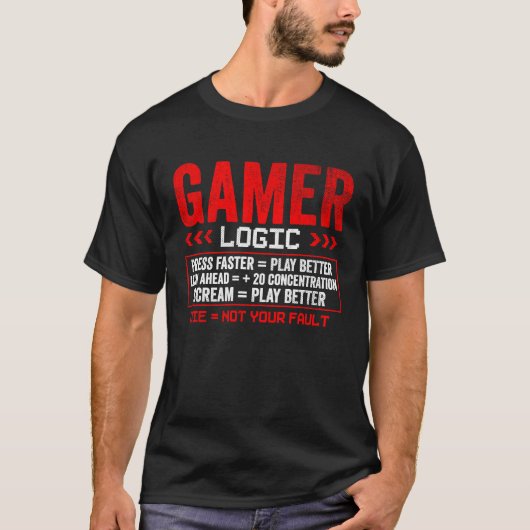 Gaming gamer Logic Press lean screen T-shirt (Voorkant)