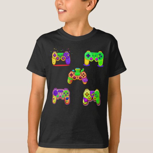 Gaming Kleurrijke Video Games Controller T-shirt (Voorkant)