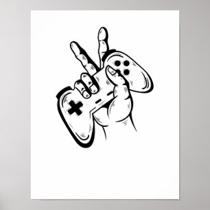 Gaming Konsole spielen mit Controller Poster