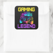 Gaming Legend Vierkante Sticker (Tas)